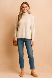 Sofia | Rullekravetrøje med geometrisk mønster 0