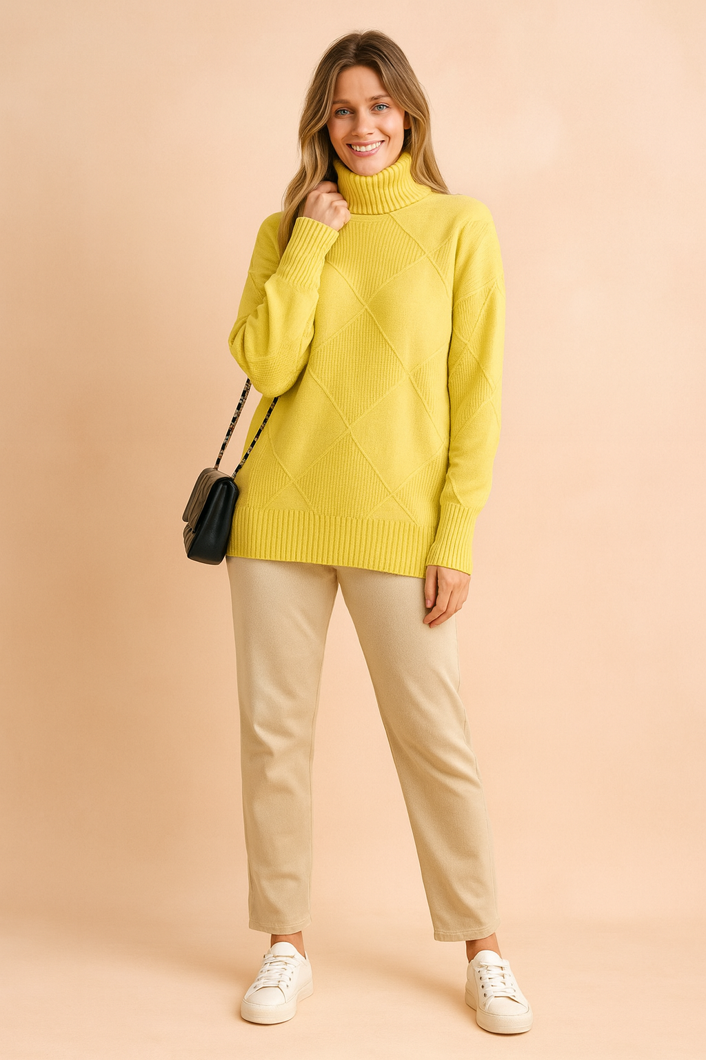 Sofia | Rullekravetrøje med geometrisk mønster 1