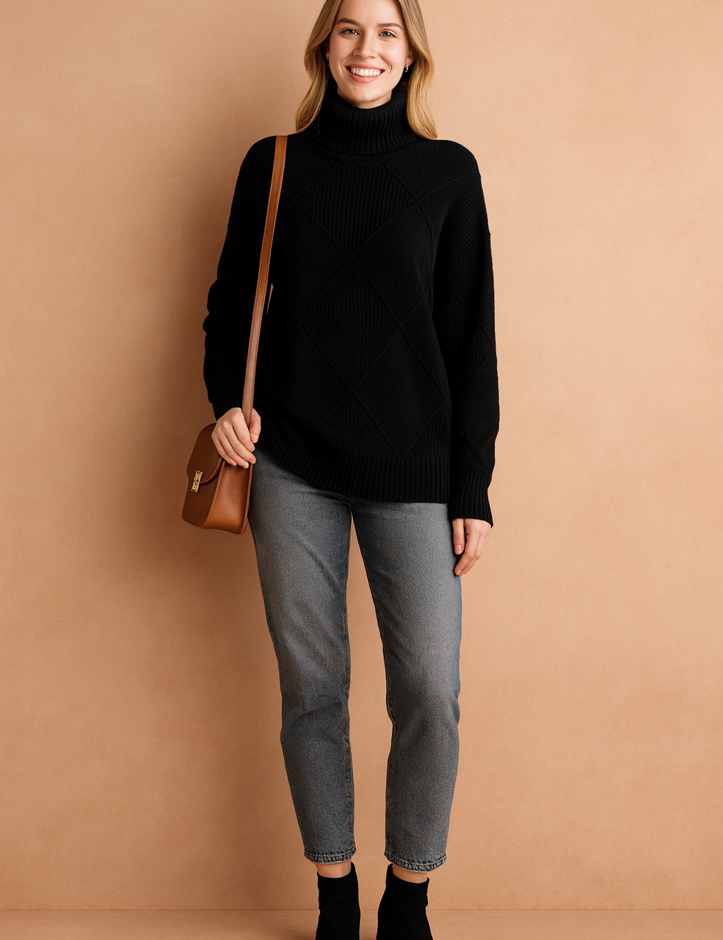 Sofia | Rullekravetrøje med geometrisk mønster 4