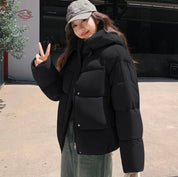 Sort dunjakke til kvinder | Med hætte 0