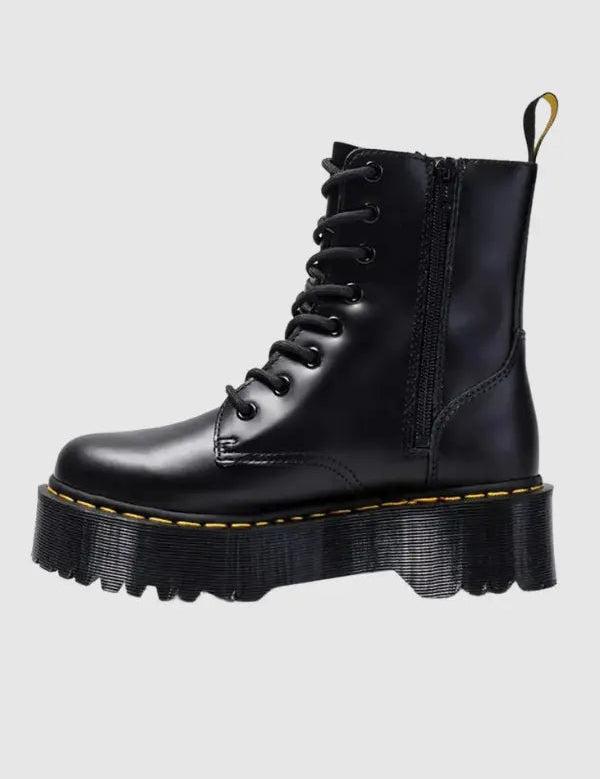 Stilfulde læderstøvler med plateausål – Komfortabelt urbant fodtøj til streetwear og grunge 0