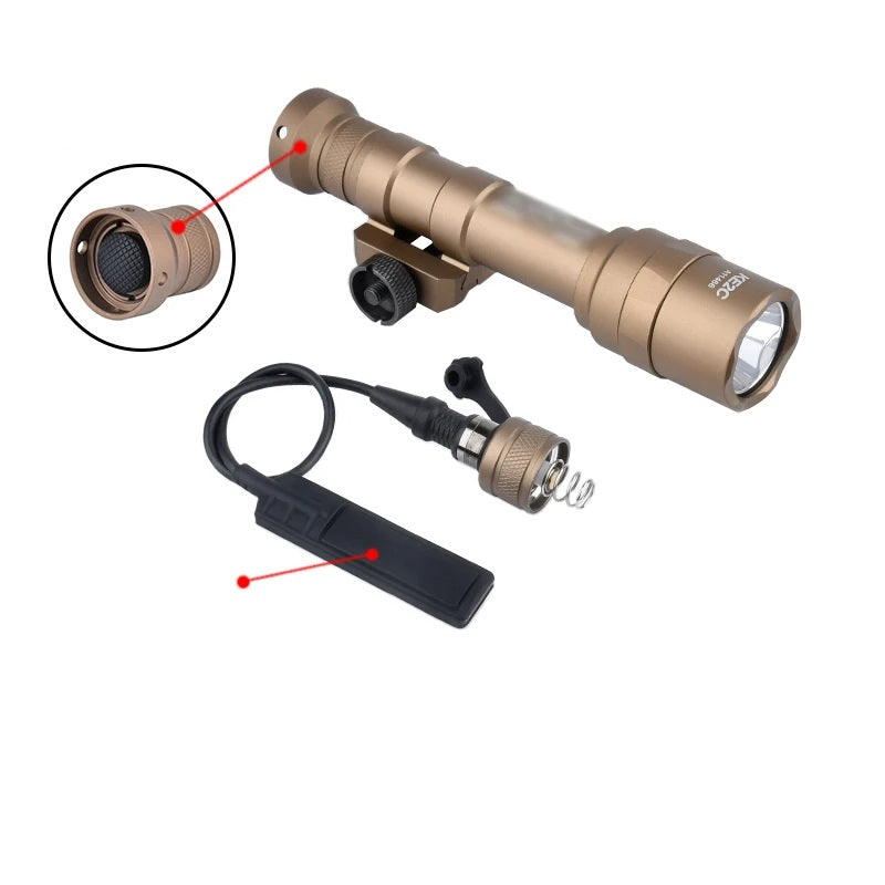 Taktisk lommelygte med dobbeltfunktionsfjernbetjeningsafbryder - Jagtlygte med AXON dobbeltfjernbetjeningsafbryder, M300 M600 passer til 20 mm skinner til airsoft-professionelle 7