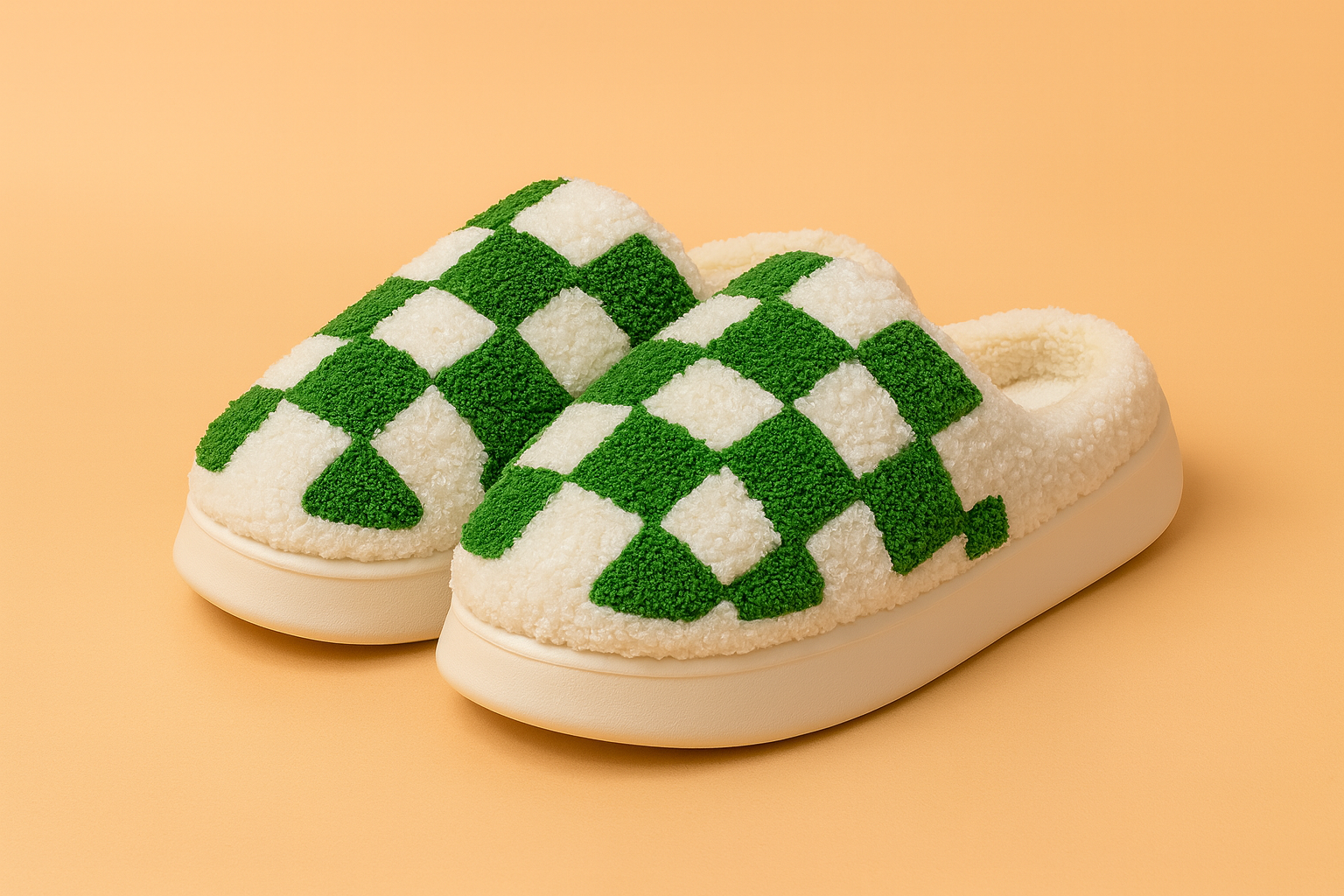 Tøfler med ternet mønster | Komfortable skridsikre hjemmesko 0