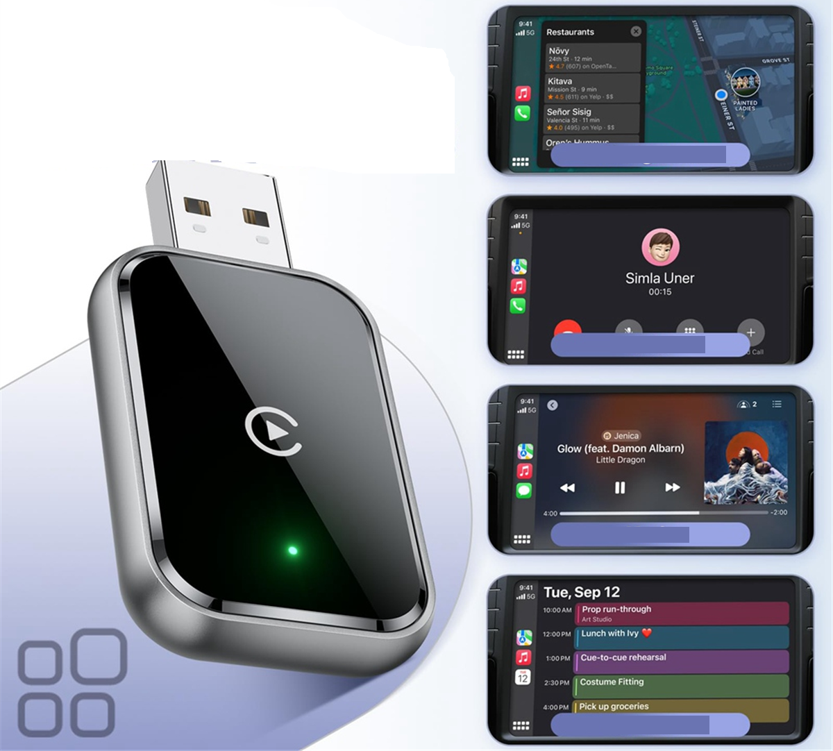 Trådløs CarPlay-adapter – Mini USB og USB-C-konverter fra kablet til trådløs forbindelse 2