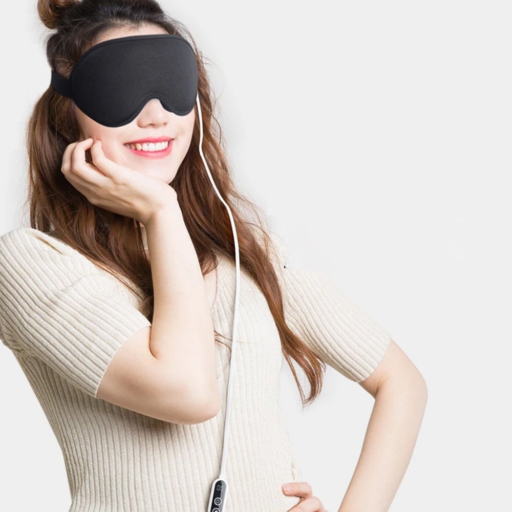 Trådløs opvarmet øjenmassageapparat med tre niveauer af varm kompress – Vibrerende sovemaske til mørke rande, øjenbelastning og træthedslindring 3