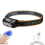 USB genopladelig LED-pandelampe – lys sensoraktiveret pandelampe til fiskeri, vandreture, nødsøgning eller campingeventyr 0