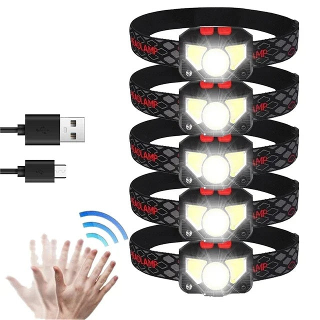 USB genopladelig LED-pandelampe – lys sensoraktiveret pandelampe til fiskeri, vandreture, nødsøgning eller campingeventyr 10