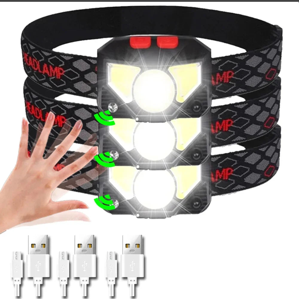 USB genopladelig LED-pandelampe – lys sensoraktiveret pandelampe til fiskeri, vandreture, nødsøgning eller campingeventyr 11