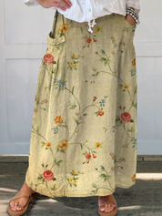 Retro | Blomsterprint Nederdel med Lomme
