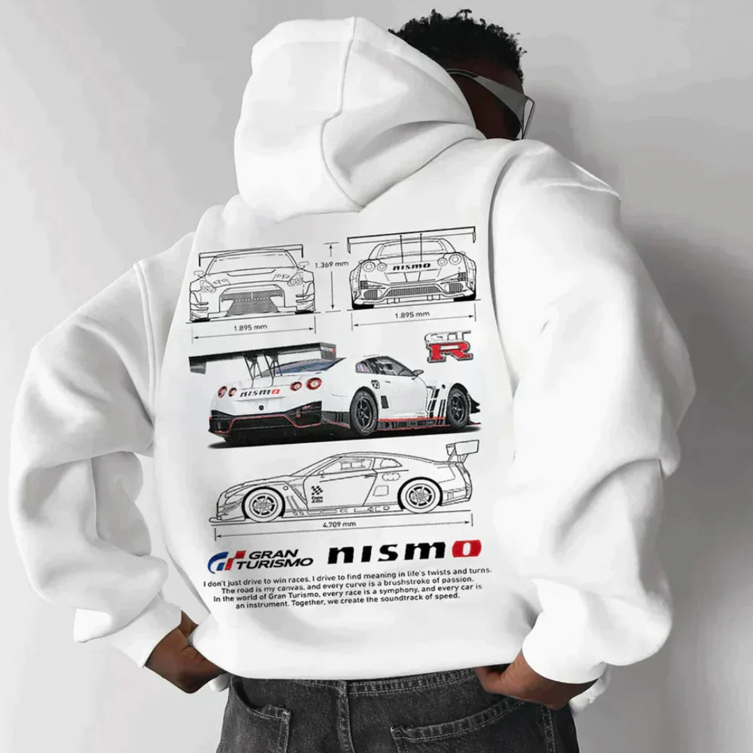 Varm, trykt hættetrøje til mænd | Plus size 0