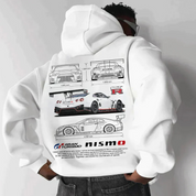 Varm, trykt hættetrøje til mænd | Plus size 0