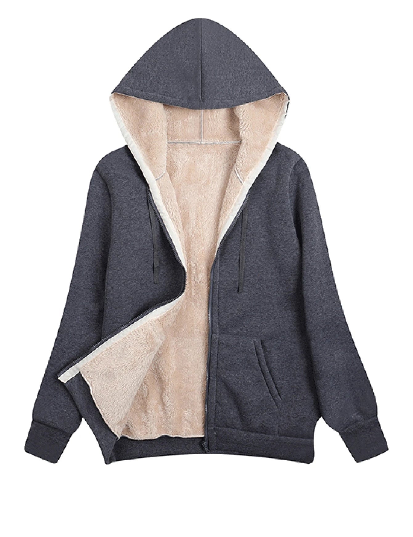 Varm fleecejakke med hætte til kvinder | Langærmet 1