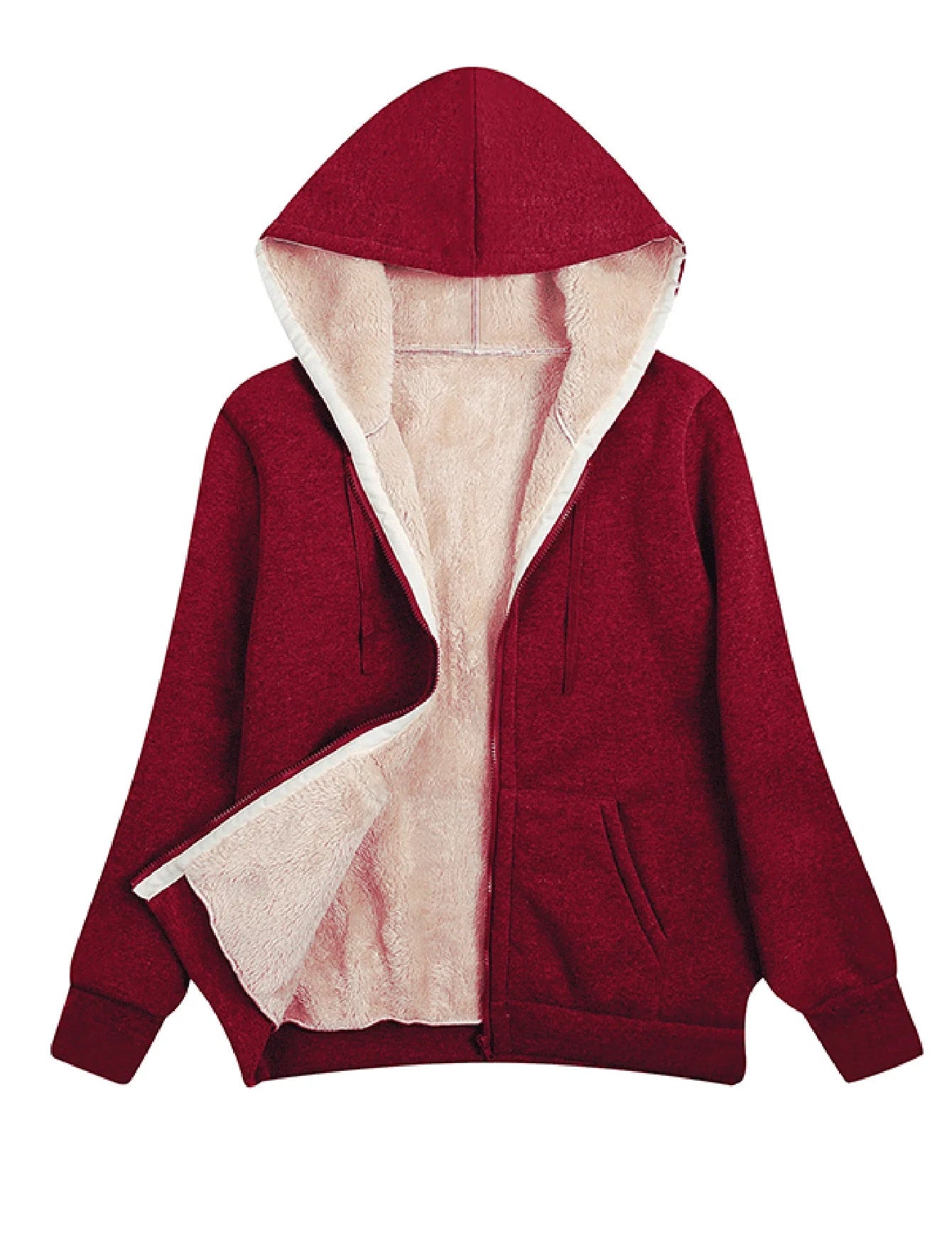 Varm fleecejakke med hætte til kvinder | Langærmet 2