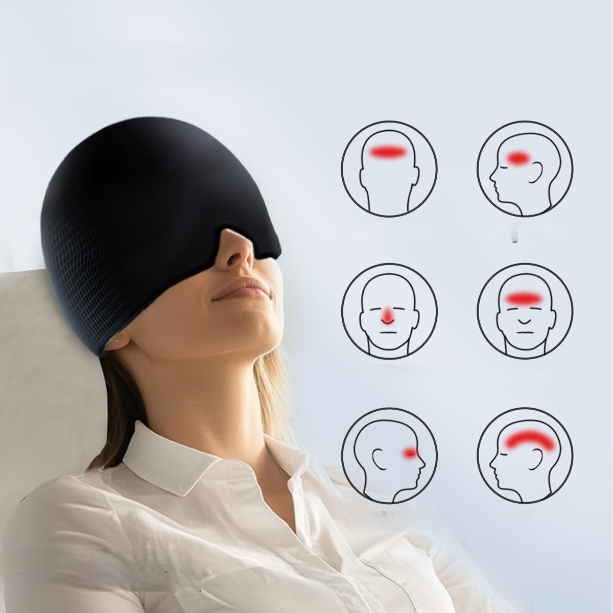 Varm og kold gelkompresshætte – øjeblikkelig lindring af migræne og øjenbelastning 2