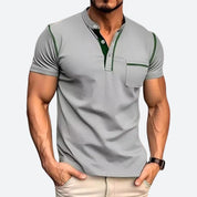 Stilfuld Casual Henley Skjorte med Funktionel Brystlomme til Mænd