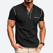 Stilfuld Casual Henley Skjorte med Funktionel Brystlomme til Mænd