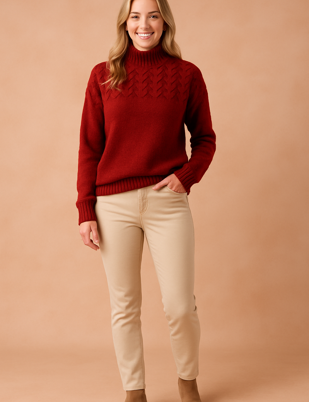 Wendy | Mønstret sweater med opretstående krave 1