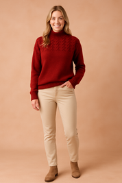 Wendy | Mønstret sweater med opretstående krave 1