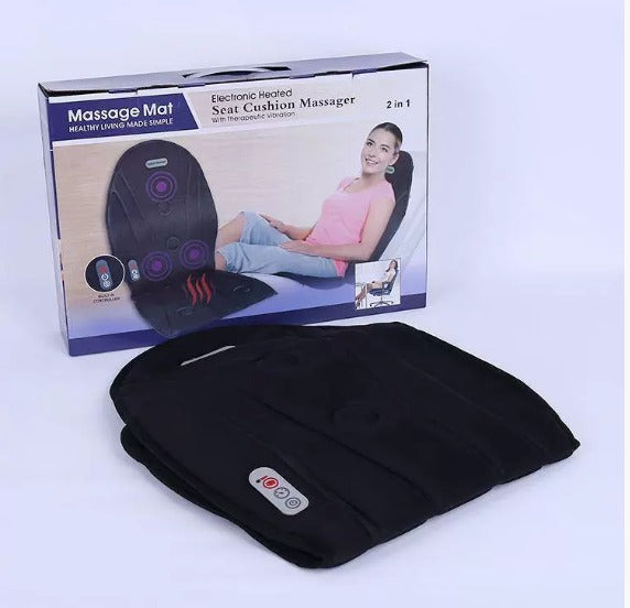 Massagestolspude med 5 massagepunkter og opvarmet nakkepude til bil og hjem
