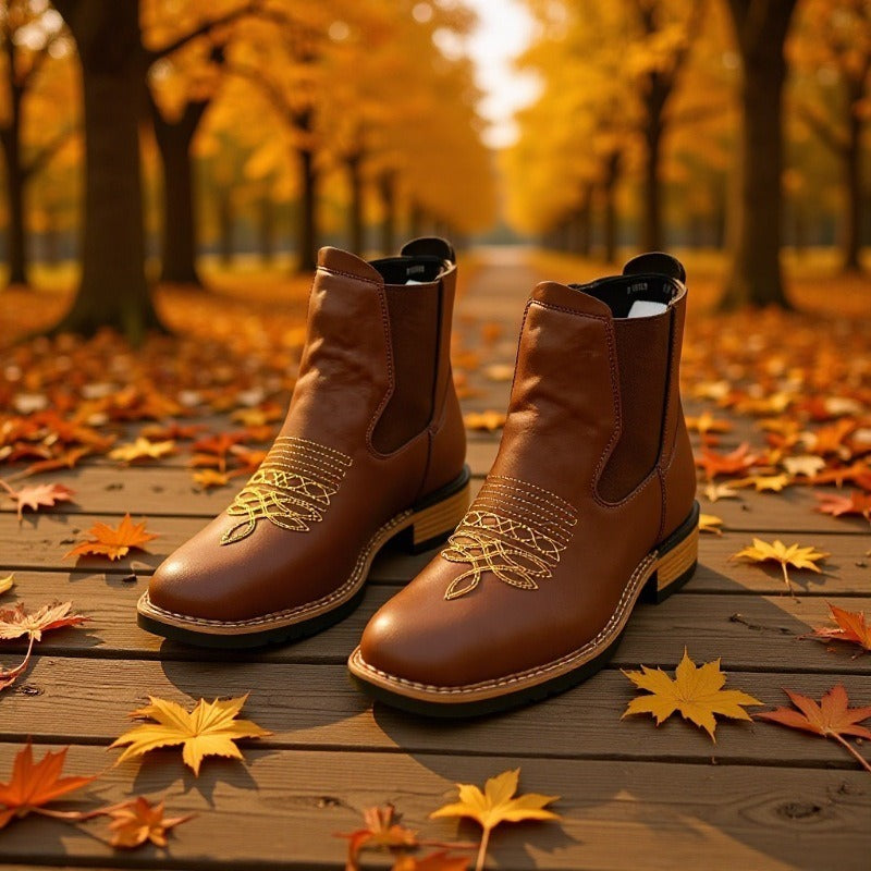 Unisex cowboystøvler til kvinder og mænd – Klassisk westernstil, slidstærkt læder, behagelig pasform