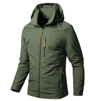 Vandtæt regnjakke til mænd med hætte og lynlåslommer til udendørs brug