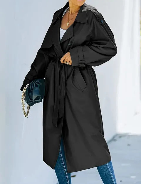 Brechtje | Elegant Lang Dobbeltbrystet Trenchcoat til Damer