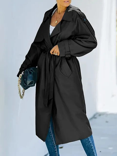 Brechtje | Elegant Lang Dobbeltbrystet Trenchcoat til Damer