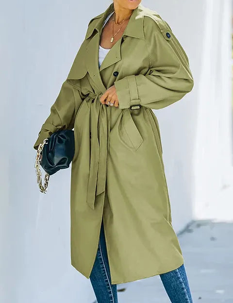 Brechtje | Elegant Lang Dobbeltbrystet Trenchcoat til Damer