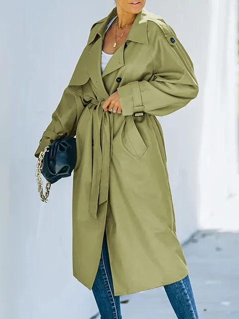 Brechtje | Elegant Lang Dobbeltbrystet Trenchcoat til Damer