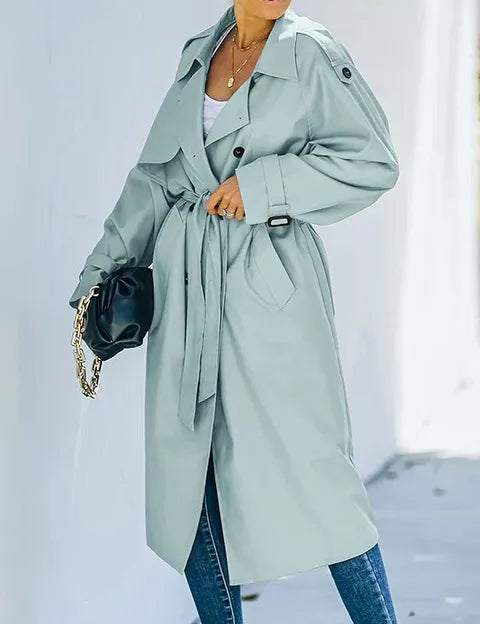 Brechtje | Elegant Lang Dobbeltbrystet Trenchcoat til Damer
