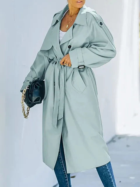 Brechtje | Elegant Lang Dobbeltbrystet Trenchcoat til Damer