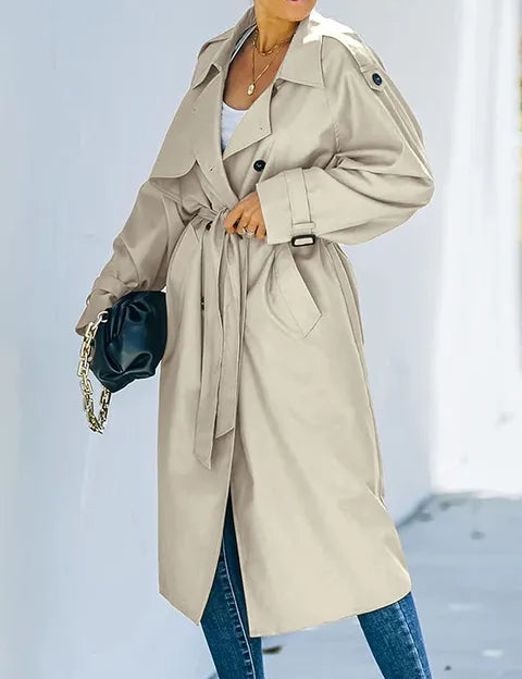Brechtje | Elegant Lang Dobbeltbrystet Trenchcoat til Damer