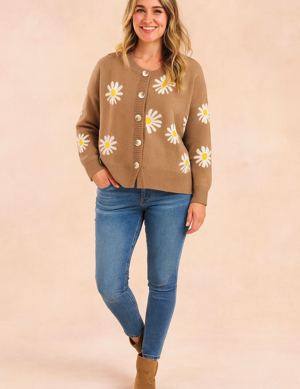 Zofia | Blomstermønstret cardigan med knapper 0