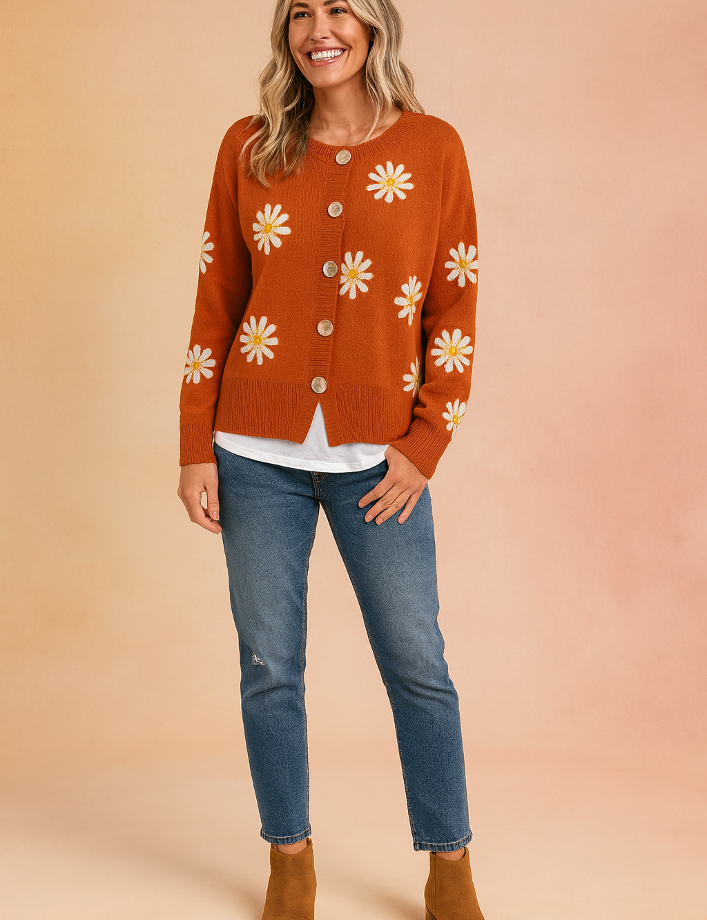 Zofia | Blomstermønstret cardigan med knapper 1