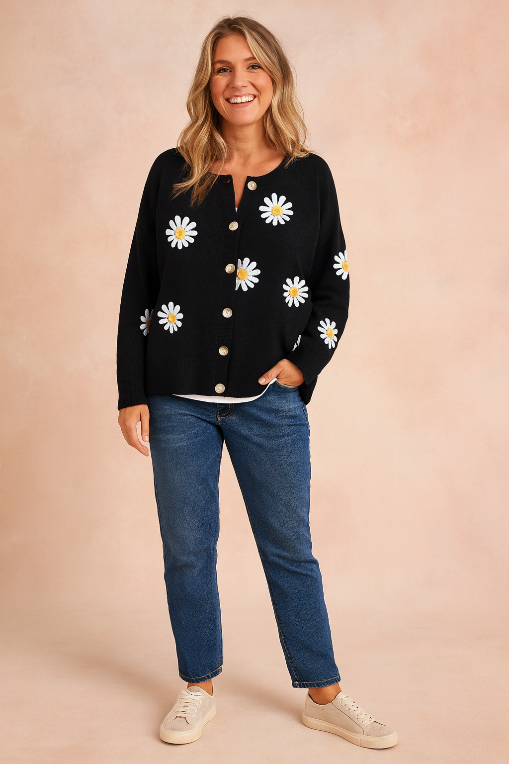 Zofia | Blomstermønstret cardigan med knapper 2