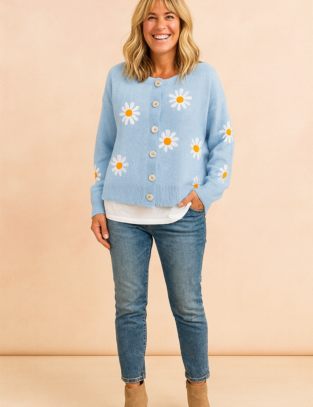 Zofia | Blomstermønstret cardigan med knapper 3