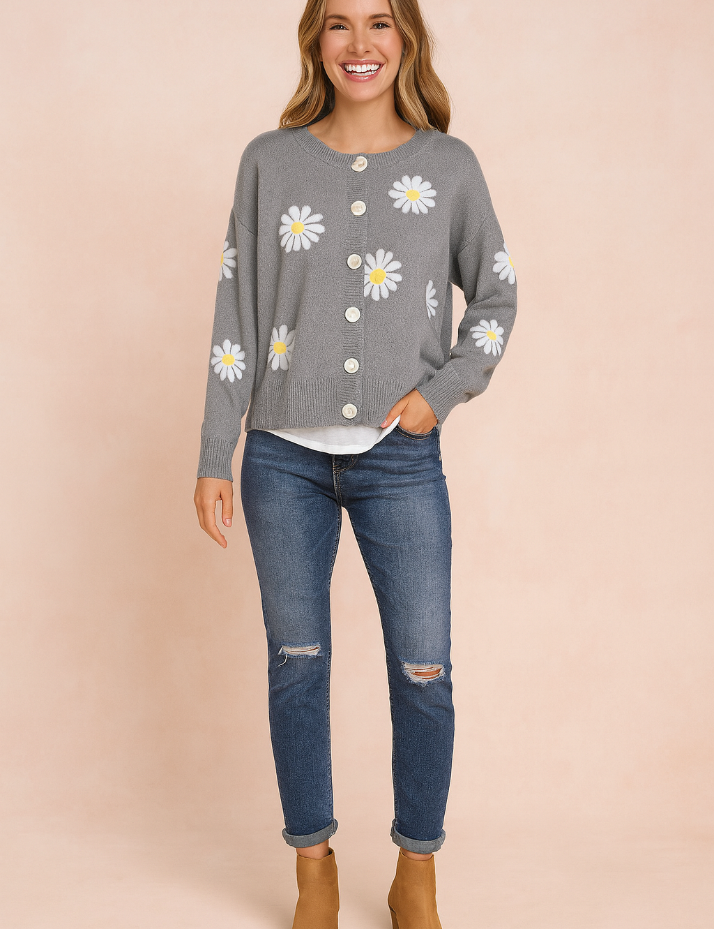 Zofia | Blomstermønstret cardigan med knapper 4