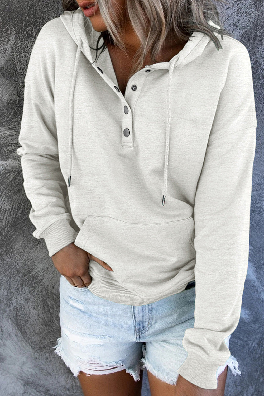 Amari | Varm Fleece Trøje med Hætte og Knapper