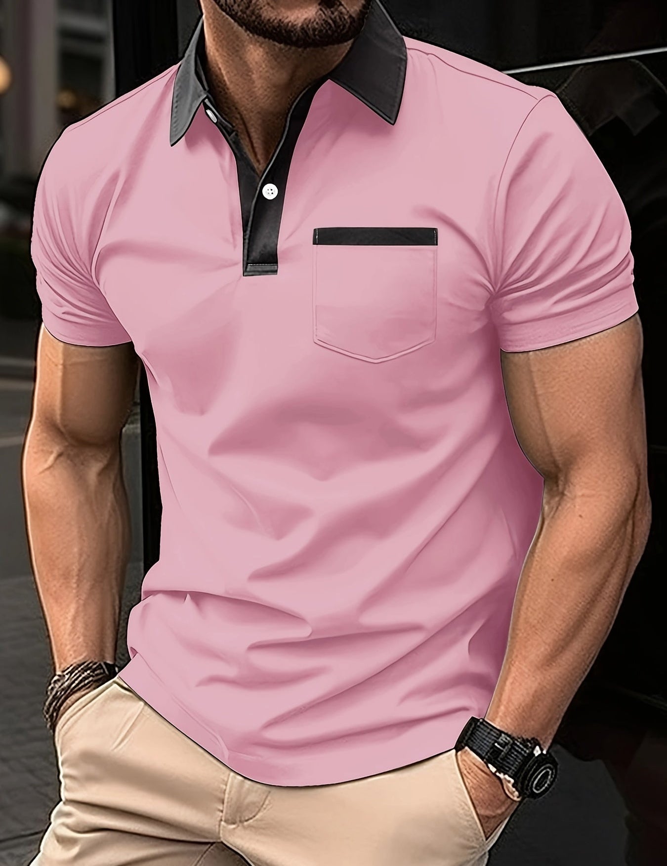 Elegant bomulds polo shirt til herrer med korte ærmer – Perfekt til golf!