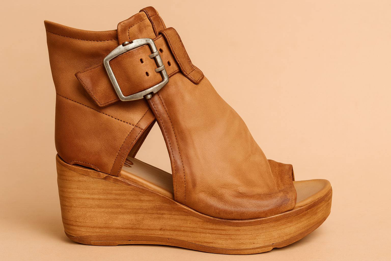 Comfort dames sandalen met sleehak en verstelbare enkelgesp
