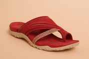 Comfortabele teenslipper met dubbele band voor dames, ideaal voor ontspannen wandelingen en casual gebruik