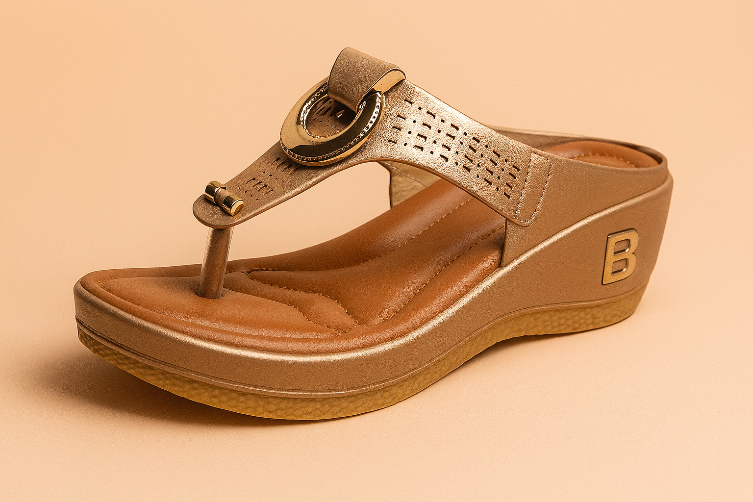 Comfortabele dames slippers met sleehak en sierlijke afwerking
