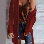 Tara | Trendy Strikket Hoodie Cardigan med Kontrasterende Patches