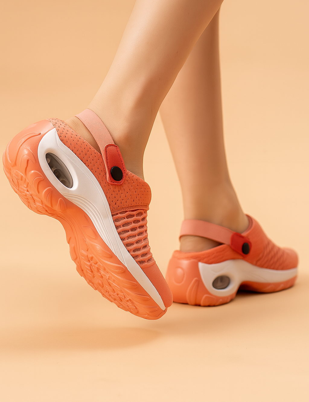 Dames instapper met ademend ontwerp, verstelbare hielband en luchtkussenzool voor actief en comfortabel lopen