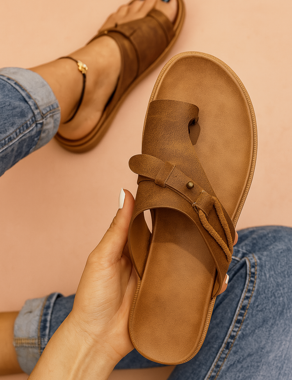 Dames slipper met asymmetrisch teenstuk en brede band voor een comfortabele pasvorm en casual stijl