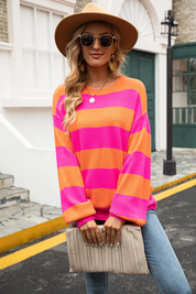 Mila | Casual Stribet Strik Damesweater