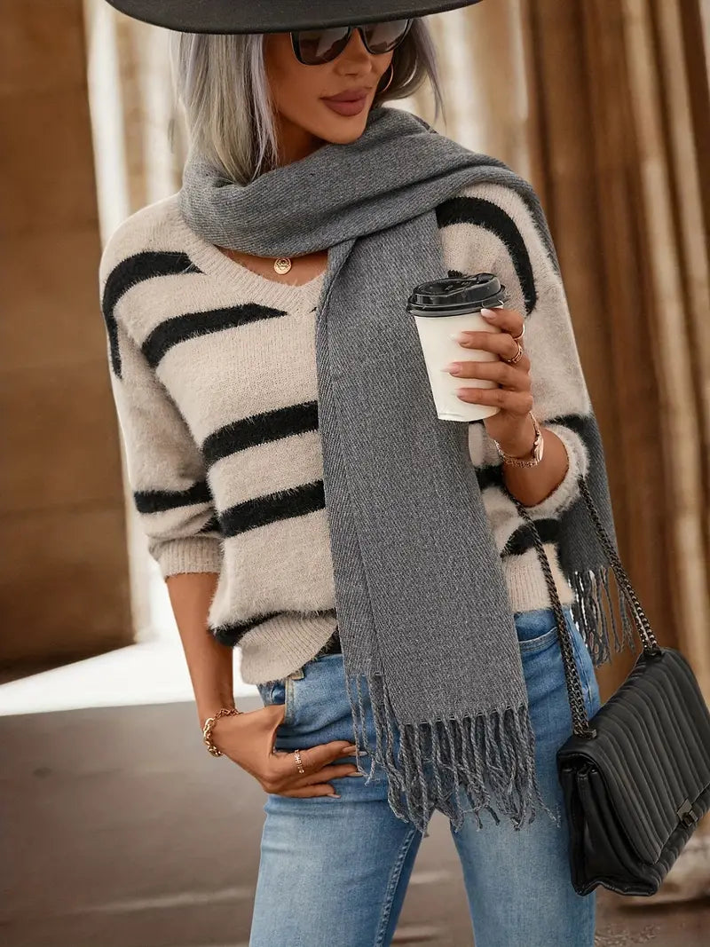 Marla | Stribet Efterårs Sweater Dame