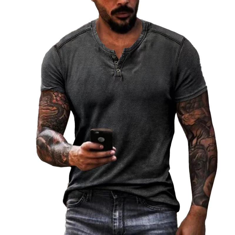 Alfie | Stilfuld kortærmet Henley T-shirt med krave
