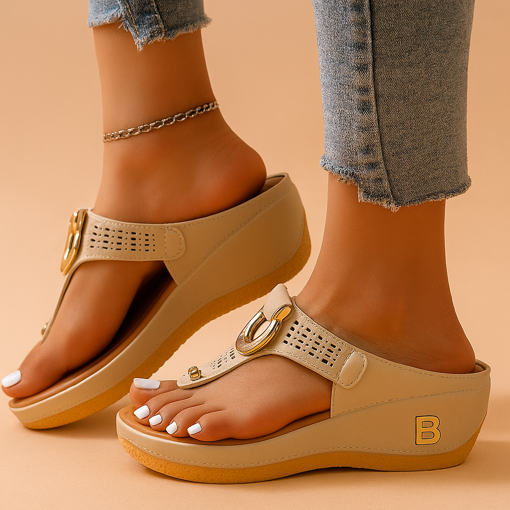 Instap slippers voor dames met sleehak en geperforeerde band
