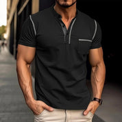 Harry | Kleurblok Henley Krave T-shirt med Korte Ærmer til et Stilfuldt Look